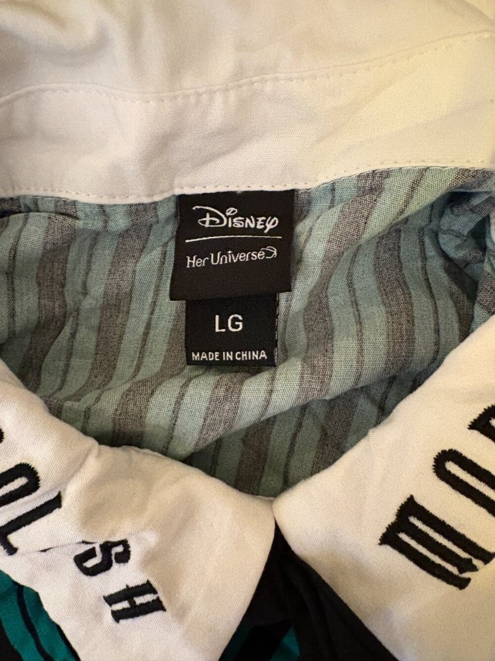 Disney Her Universe Haunted Mansion Leota Stripe Button Up Shirt Size Large NWOT - Picture 4 of 6